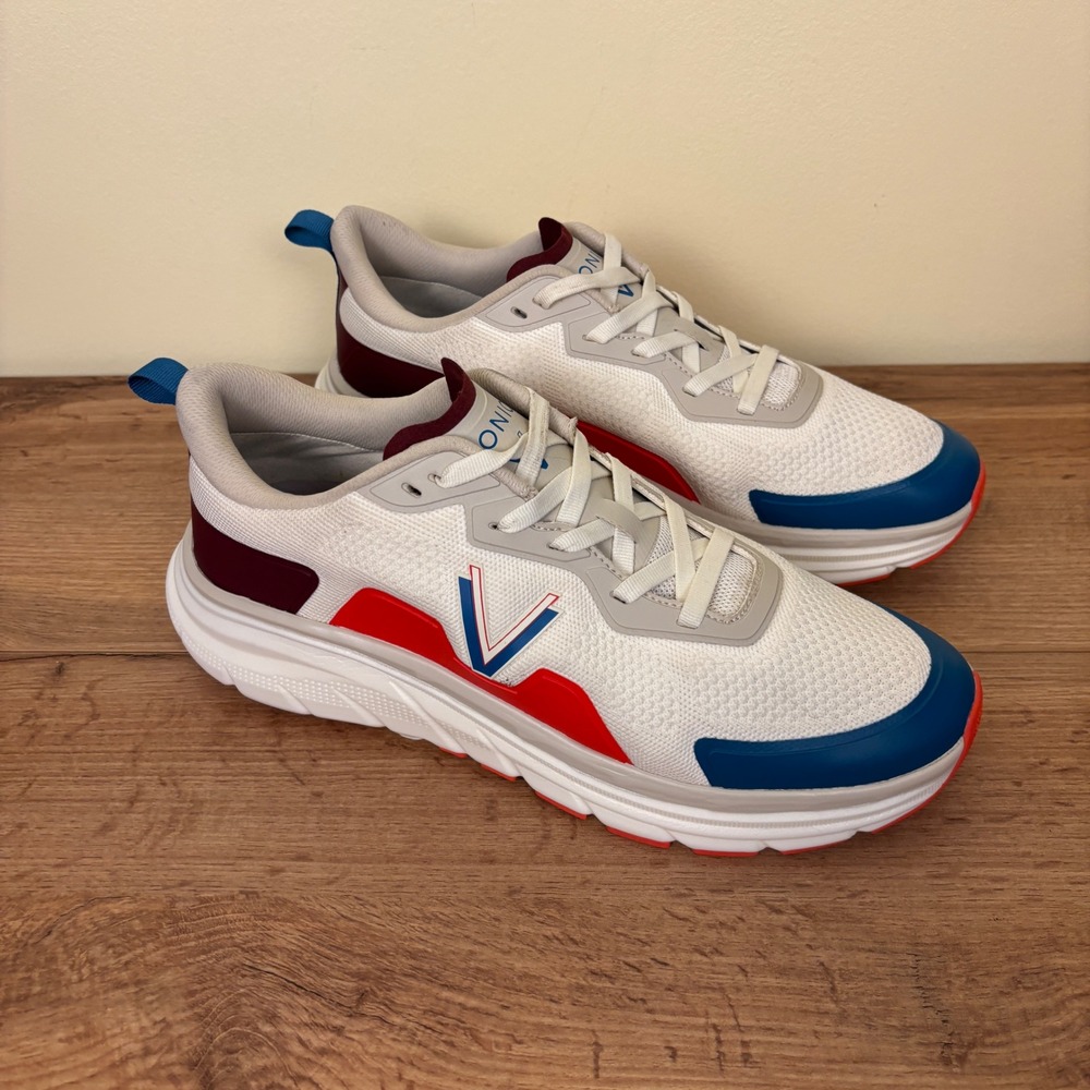 VIONIC Walk Max Lace Up Sneaker Ivory Red Blue Men Size 13 Sporty Casual Comfort